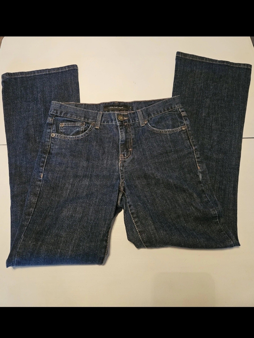 Calvin Klein Dark Indigo Flared Jeans Size 6 - Picture 6 of 8